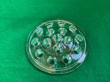 Vtg Clear Floral Frog, 5" D, 16 holes