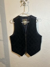 Learsi Vintage Black Leather Vest, Size medium