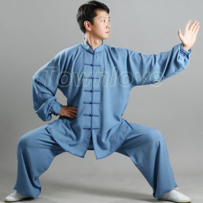  Men Women Kung Fu Apparel Tai Chi Suit Cotton Linen Shirt & Pants Wushu Uniform