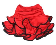 Red with Black Ruffle Beautiful Girls Latin Dance Skirt Practice Skirt,Asian L