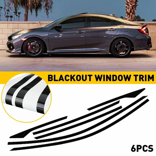 6 Chrome Delete Window Blackout Trim For 2016-2021 Honda Civic Sedan Accessories