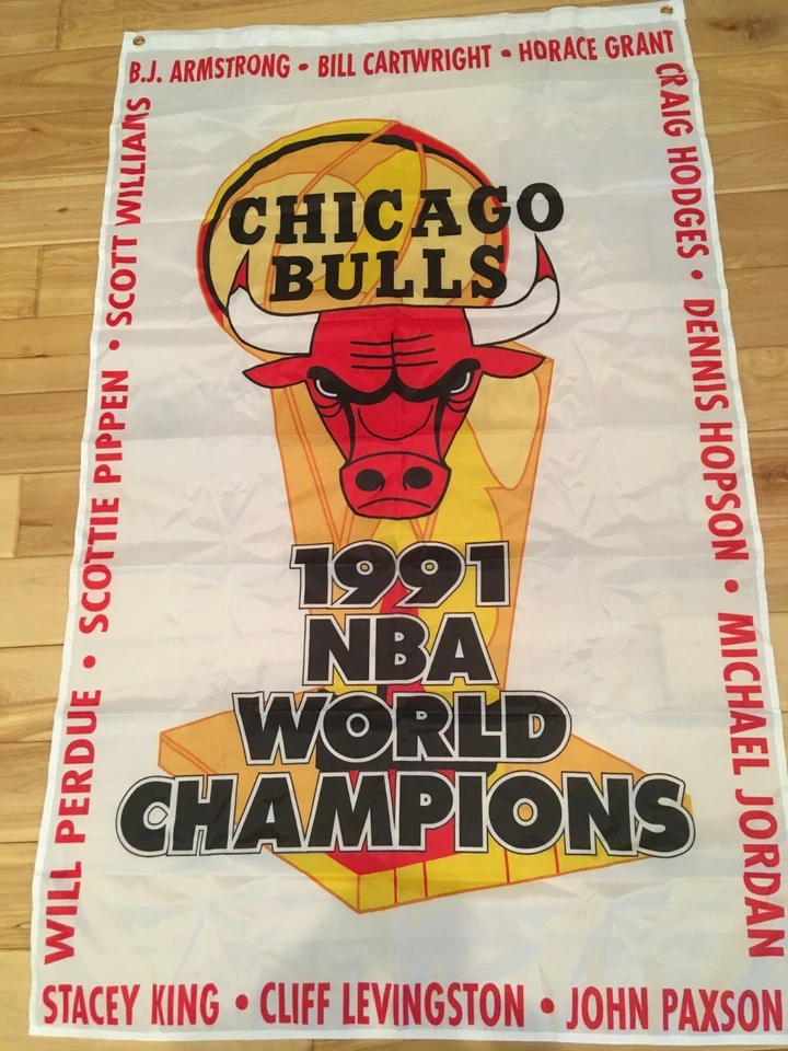 Juego completo de pancartas/banderas del campeonato de la NBA Chicago Bulls de 3'x5' "The Last Dance" Foto 2 de 4