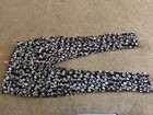 Girls Black Leggings Size Large Flowers Black and White VGC — photo 2
