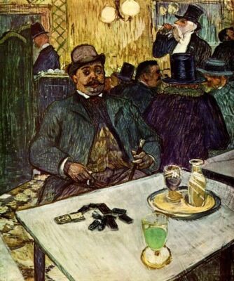 M. BOILEAU IN A CAFE FRENCH MAN BON VIVEUR PARIS 1893 PAINTING BY LAUTREC REPRO