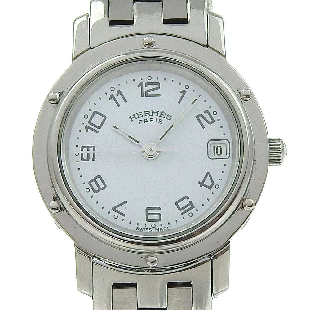 HERMÈS HERMES Orologi Clipper CL4.210 Quadrante Bianco Acciaio Inox Quarzo Analogico dis...