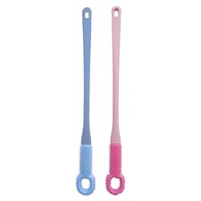 2 Toe Gap Cleaning Brush, Foot Scrubber Shower, Long Handle Silicone Foot Brush