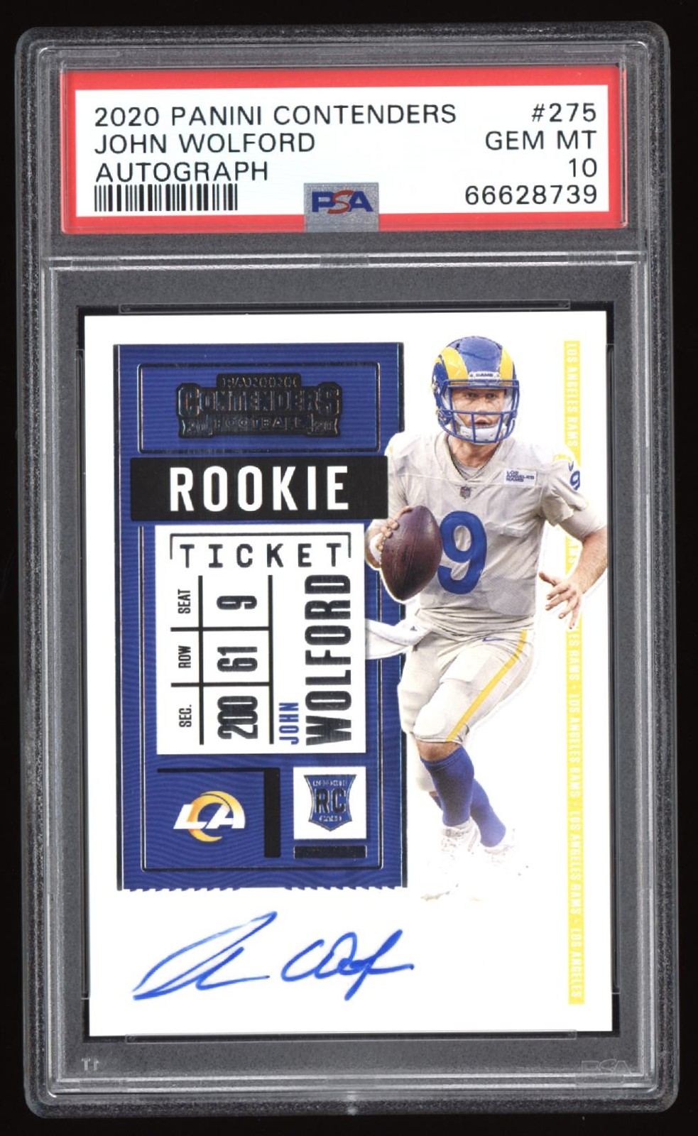 2020 John Wolford Contenders Rookie Ticket Auto RC PSA 10 #275 (H2653)