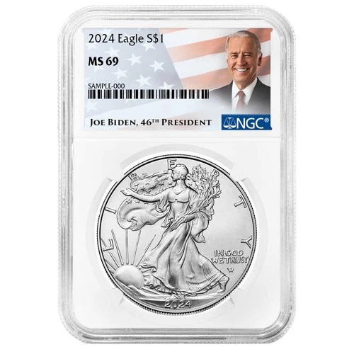 2024 $1 American Silver Eagle NGC MS69 Biden Label