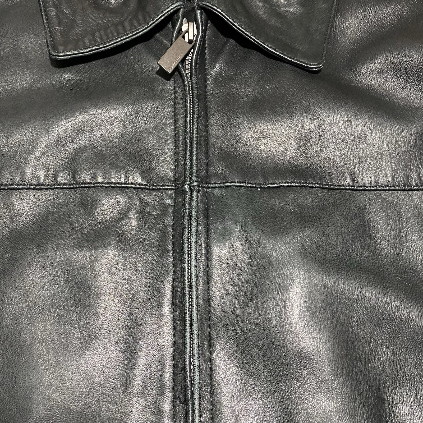 Vintage Perry Ellis Portfolio Lambskin Leather Jacket Men’s XL Black Quilted