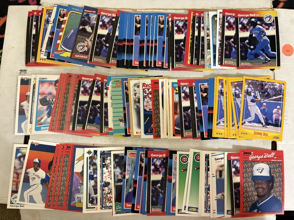 (1000) Lote de tarjetas de béisbol George Bell MLB colección base Toronto Blue Jays Foto 4 de 4