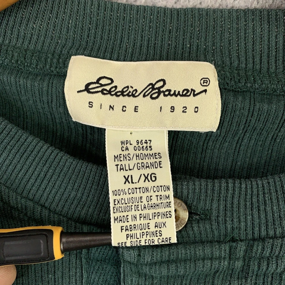 Camisa Eddie Bauer Para Hombres XL Alta Verde Tejido Waffle Henley Manga Larga Ropa Informal Foto 4 de 4