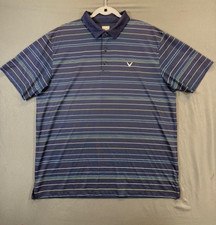Callaway Opti-Dri Golf Polo Men's Size XL Blue w Stripes excellent condition