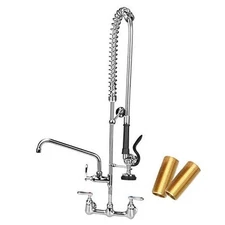  Commercial Restaurant Kitchen Faucet with Pre-Rinse Sprayer, 8” Center 42 Inch