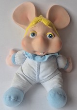 PIJAMA VINTAGE TOPO GIGIO MOUSE AÑOS 80 TELA AZUL CABEZA VINILO MARIA PEREGO