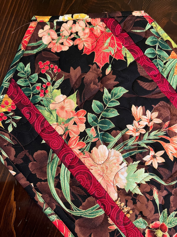 Handcrafted-Quilted Table Runner - Fall Floral -Beautiful Autumn Colors NEW 2026
