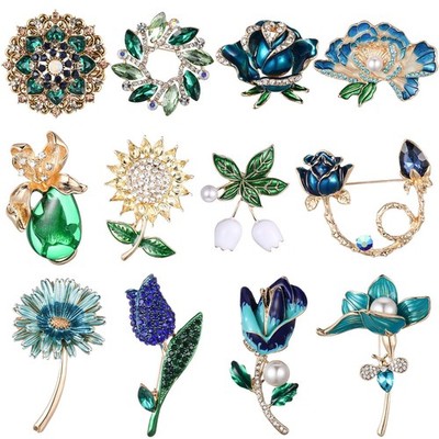 Broche de cristal con diamantes de imitación, broche vintage, broche retro