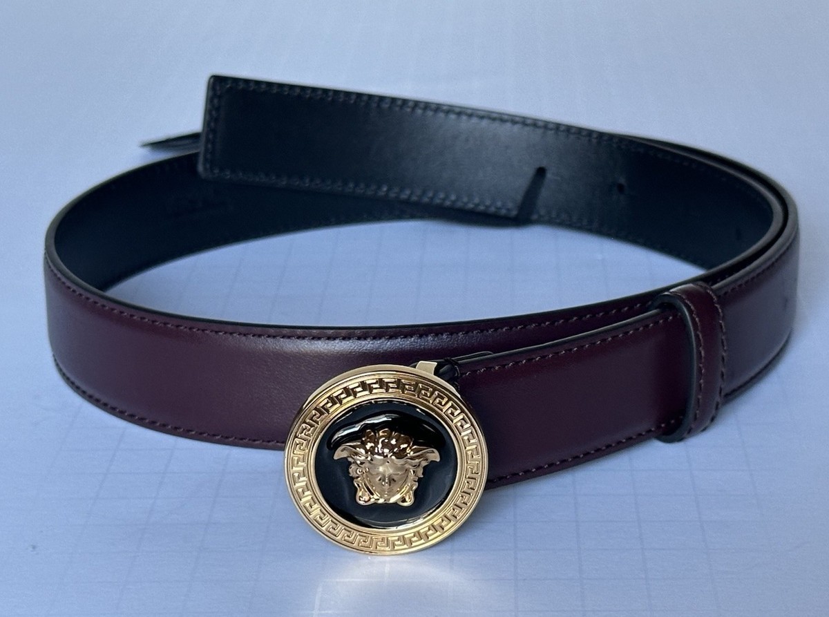 Versace Medusa-Buckle Burgundy Slim Leather Belt 100 (40) IT 1012369 NWT $500 Medusa leather belt Versace Red size 95 cm in Leather - 39605076 main image 4
