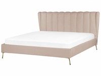 Polsterbett Samtstoff Beige/Taupe Usb-Anschluss Goldene Beine 180X200 Cm Miribel