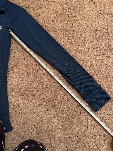Under Armour XS Blue With Black Stripes Semi Fitted Half Zip - Picture 6 of 12