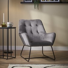Turio Grey Velvet Relaxer Chair Armchair Lounge Living Room Furniture UK Plus XL
