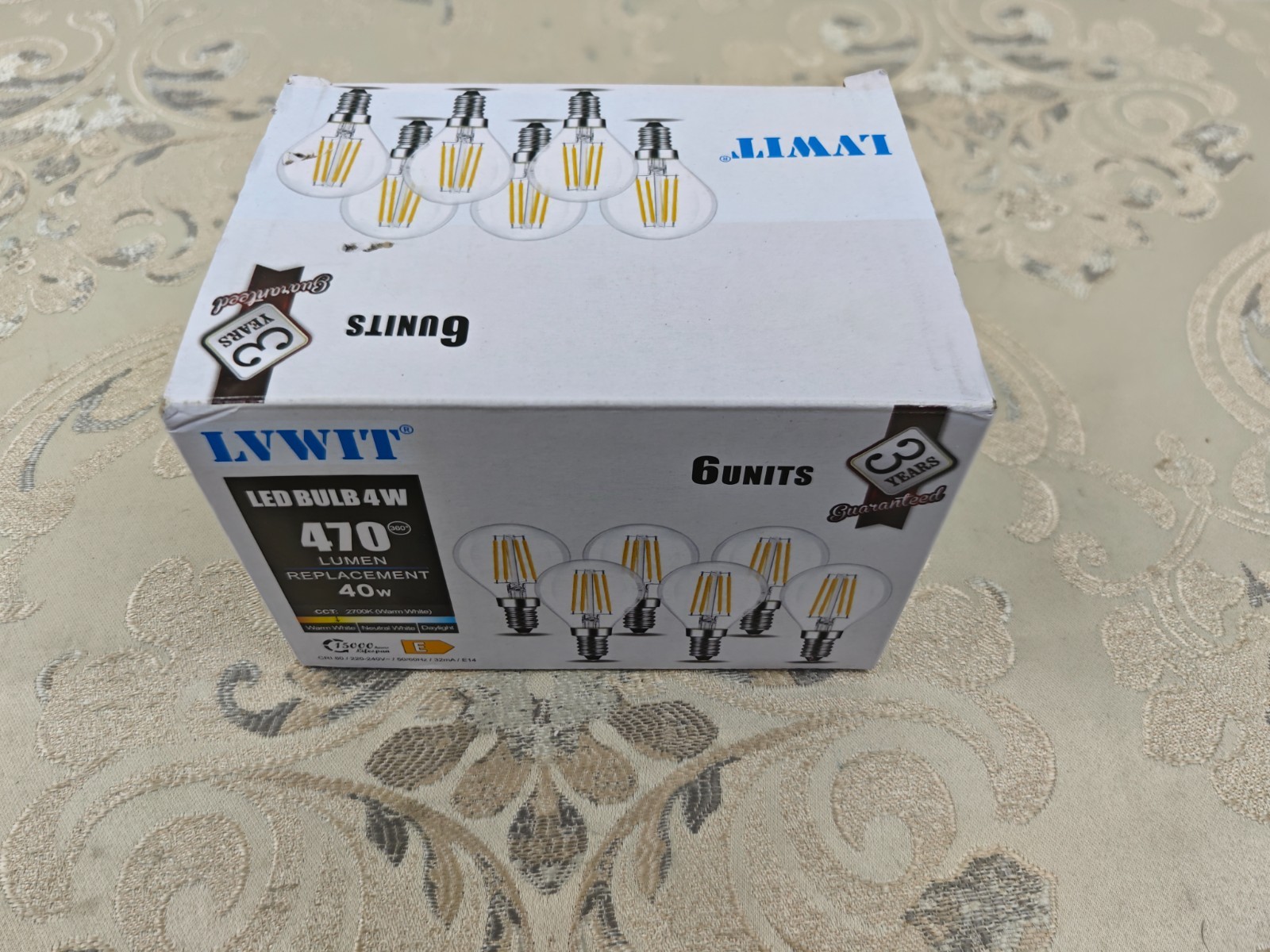 LVWIT 4W E14 G45 Small Edison Screw LED Filament Bulb, 6 Pack, Non-dimmable