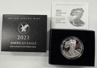 2021-W Type 2 $1 Silver American Eagle Proof, 1oz .999 Fine, w/OGP Box & COA