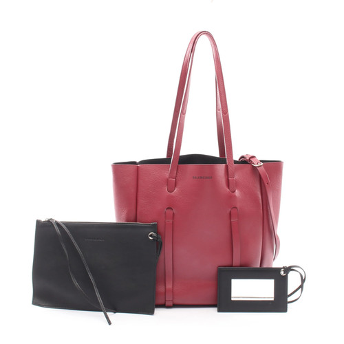 Balenciaga Everyday XS 2Way Leather Tote Handbag Burgundy Used Authentic