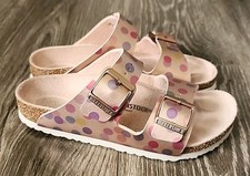 Birkenstock Arizona Kids Sz 33 Electric Metallic Dots Copper Slip-on Sandals