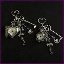 Original Hollow Heart Pocket Watch Chain keychain Design Steampunk Vintage