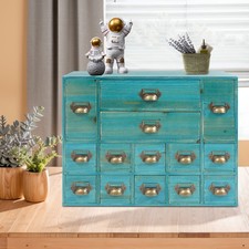 Storage Cabinet with 14 Drawers Tabletop Organizer Drawers Storage Cabinet Blue