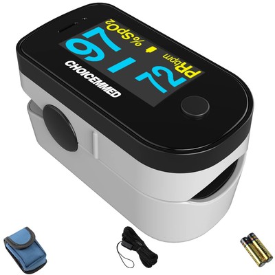 Black Dual Color OLED Finger Pulse Oximeter - Blood Oxygen Saturation Monitor...
