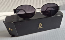 NIB - Sojos Retro Oval Black Sunglasses with Dark Gray Lenses Women's 55/17/145