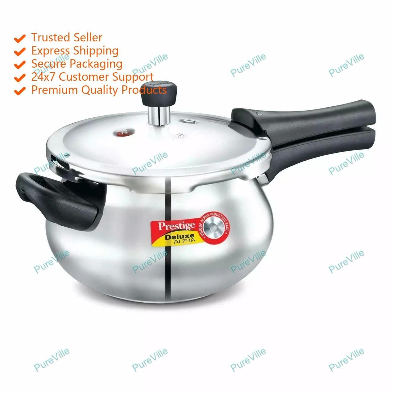 Stainless Steel Pressure Cooker 3.3Litres Silver
Opens in a new window or tab
