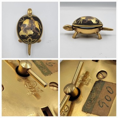VINTAGE TURTLE BELL BOJ EIBAR ESPANA DAMASQUINA MATADOR BRASS HOTEL BELL WIND UP