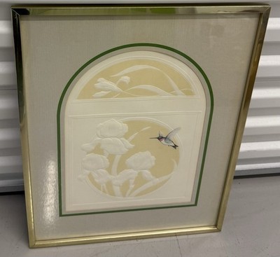 St. Michael Vintage Gold Framed Embossed Art Print  25 x21 