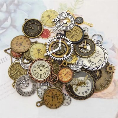 10pc Clock Charms Zinc Alloy Watch Face Pendant Vintage Steampunk Jewelry Making
