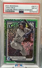 2024 Bowman Chrome Prospect John Cruz Green Shimmer 77/99 PSA 8