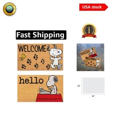 Set of 2 Welcome Mats with Snoopy Design - Durable Coir Doormat for Entryway
