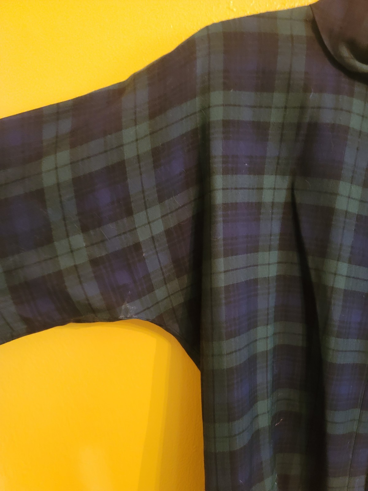 Vintage Guy Laroche Navy Plaid Blouse EU34 US 2-4 Made In France Wool Blend EUC