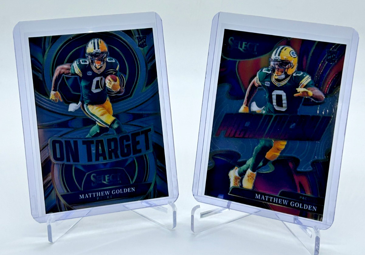 2025 Panini Select Matthew Golden On Target #1 & Phenomenon #9 Packers RC