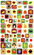 9"x5 3/4" SHEET CUTE MINI FALL THANKSGIVING PUMPKIN TURKEY LEAF STICKERS 67B