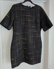 Zara Women's Plaid Dress XL Black Acrylic Polyester Cotton Viscose Blend