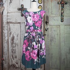 Eliza J Vibrant Cottage Core Floral Grosgrain Cocktail Dress W/ Belt Sz 10