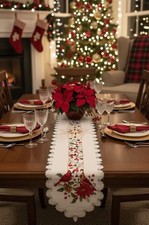 Embroidered Cardinals Christmas Table Runner NEW 68 x 13 inches