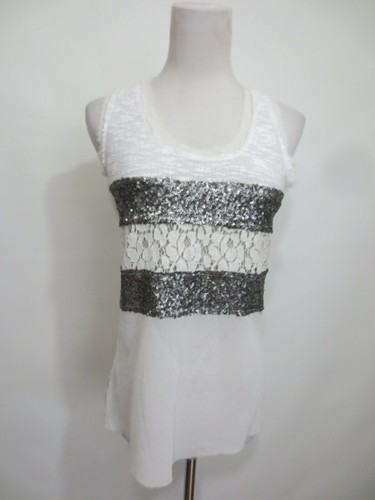 Camisa SWEEWE Camiseta de tanque Top Top Camiseta sin mangas S/M blanca plata /I3 - Imagen 2 de 5