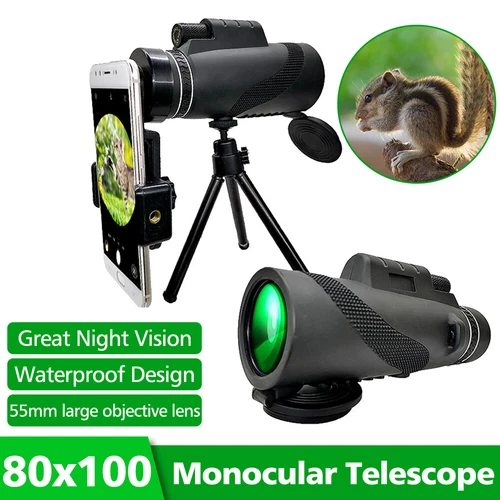 Monokular Starscope Teleskop 80X100 HD Monokular Nachtsicht Mit Handy-Stativ - Bild 1 von 11