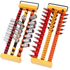 2PC 360° Swivel Socket & Bit Organizer Holder Storage Rail Rack 1/2" 3/8" 1/4"