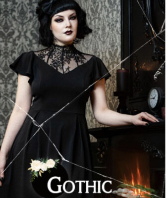 NWT Scarlet Darkness Gothic Flutter Sleeve Lace Neck A-Line Dress Sz-22W |  eBay