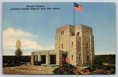 Carlsbad Caverns Park New Mexico~Elevator Building~Vintage Linen Postcard