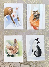 Original Custom ACEO Hand painted watercolor Pet portraits